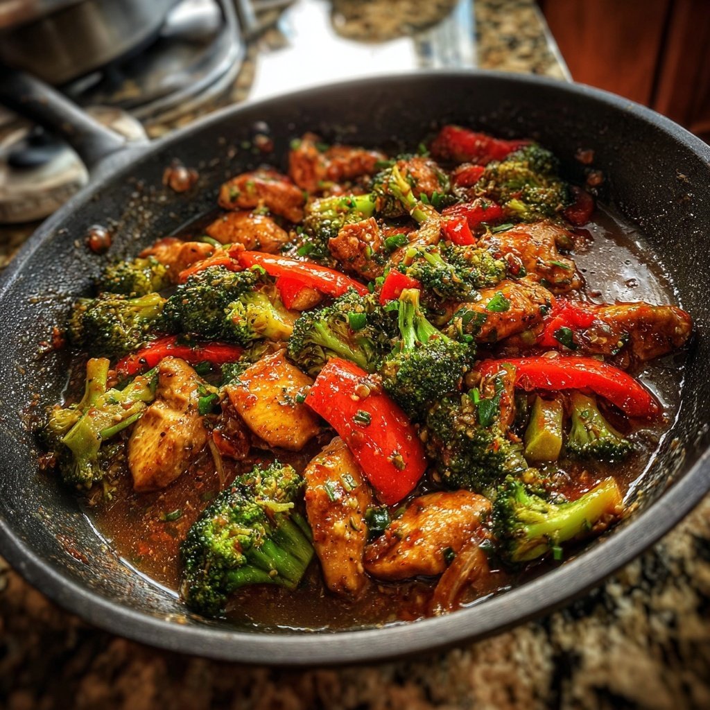 Kalorienarme Hähnchenpfanne Mit Brokkoli Und Paprika