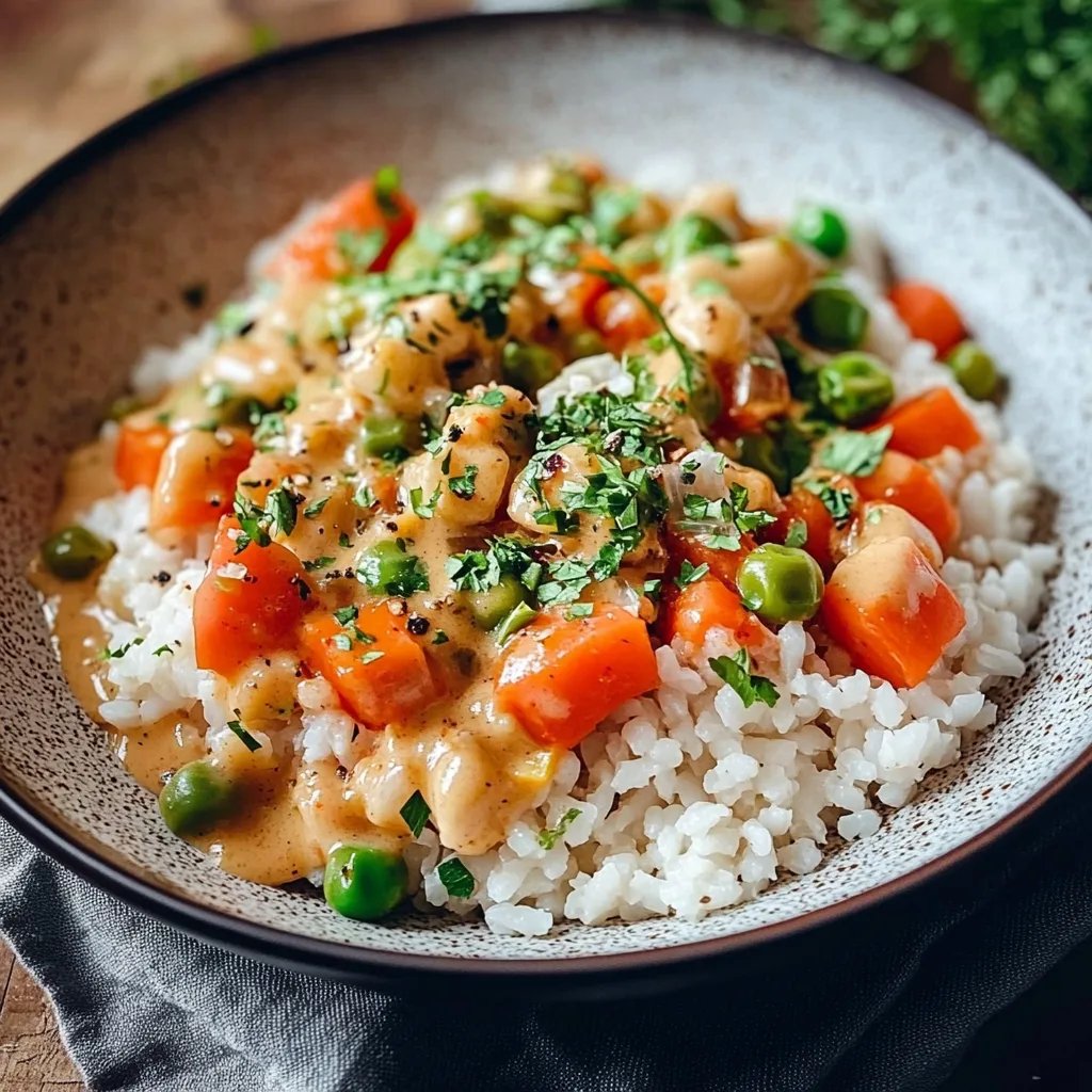Reis mit Gemüse-Frischkäse-Sauce