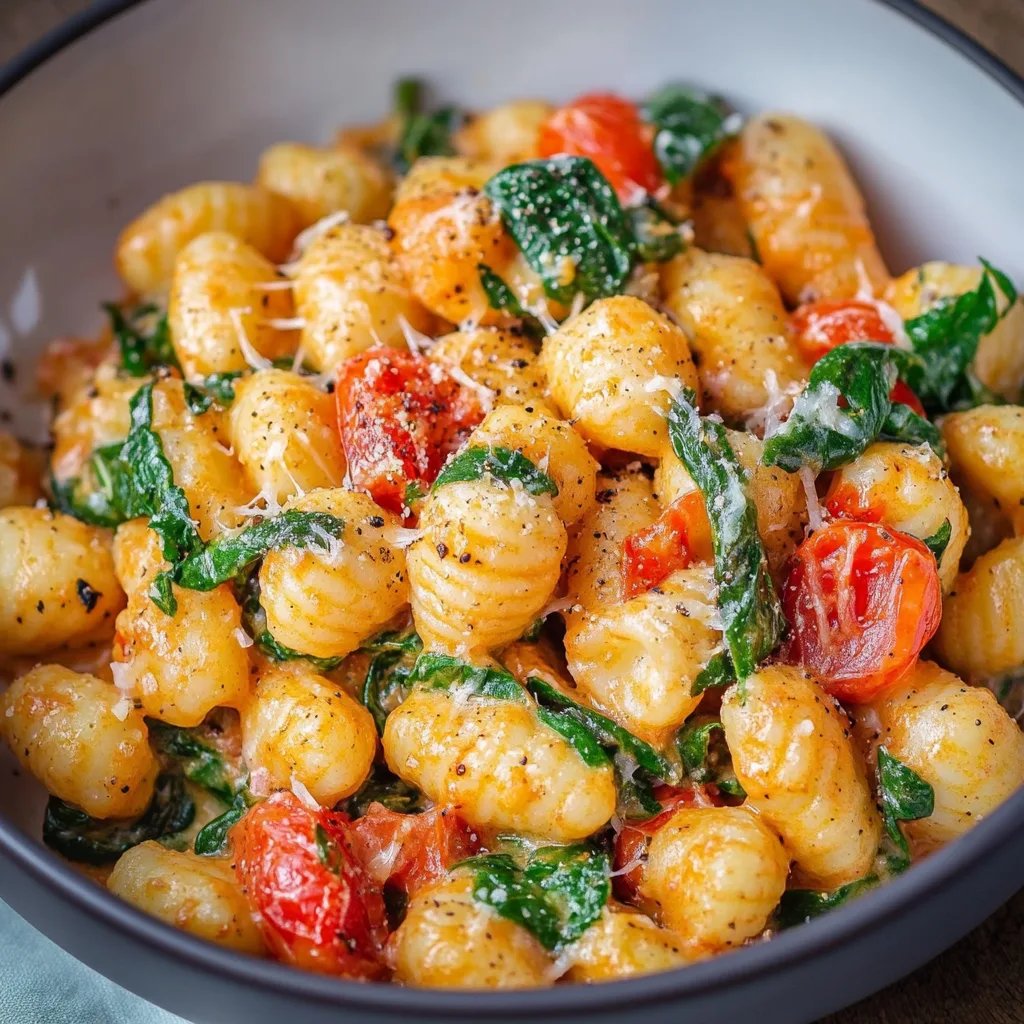 Schnelle Gnocchi-Pfanne mit Tomate & Spinat