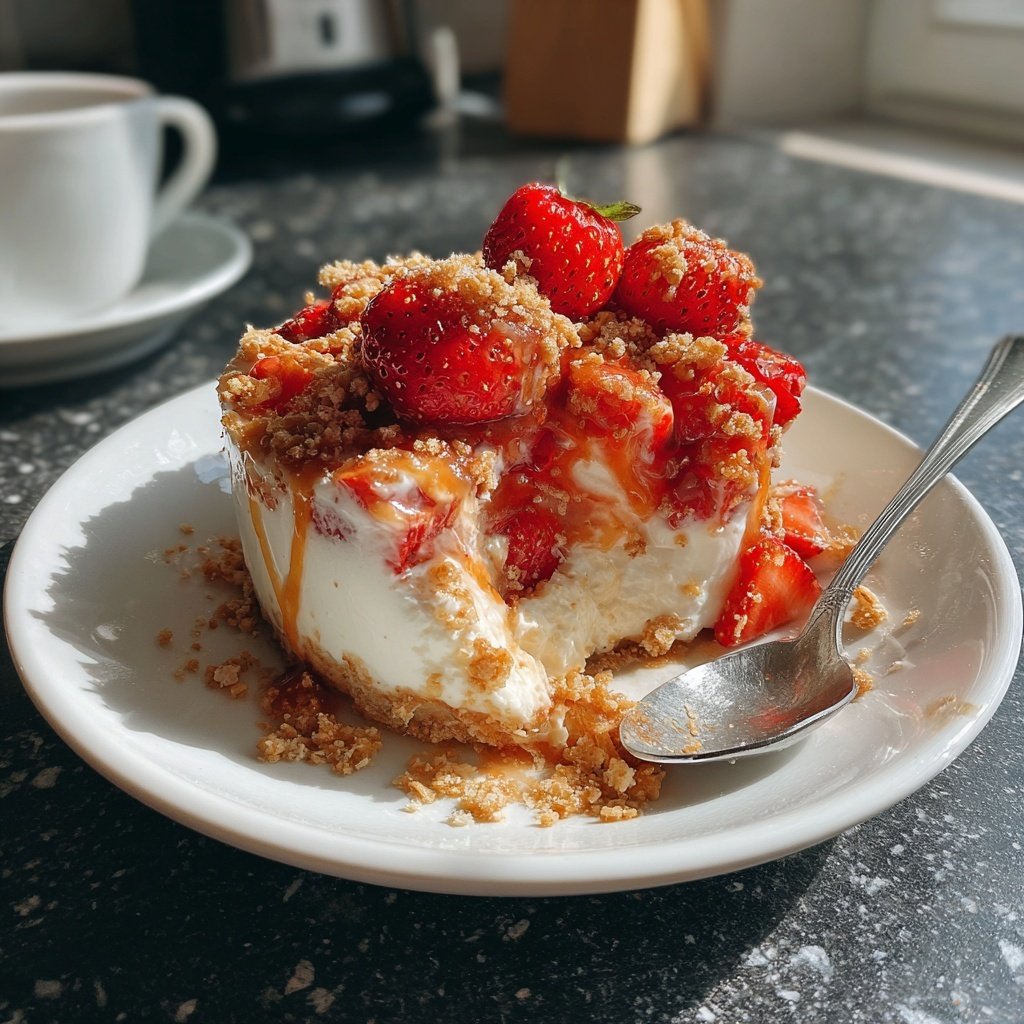 Erdbeer Quark Dessert Mit Knusper Topping