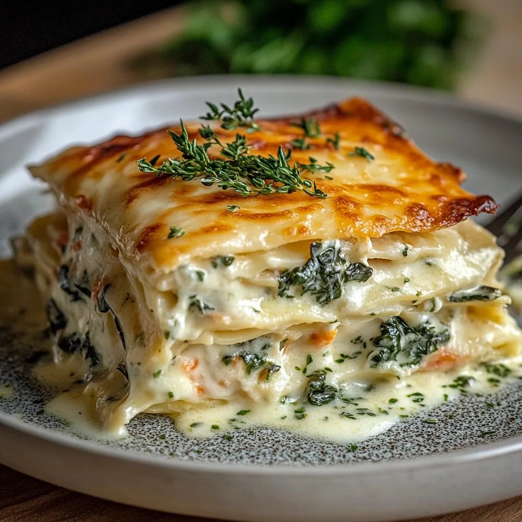 Lachs-Spinat-Lasagne mit Sahnesoße